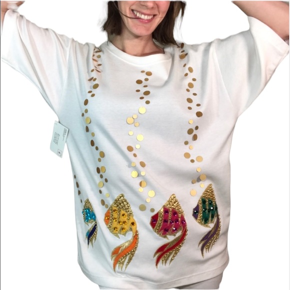 SOLD Vintage Victoria Harbour Rainbow Fishy Blouse - Picture 15 of 15